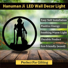 Hanuman Ji LED Wall Decor MDF Wood Backlit Wall Art With LED Light For Living Room