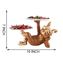 Decoration Cool Dog Showpiece With Plate for Home Decor Item | Kitchen,Bedroom,Office,Dinning Table Decorative Item (Black)