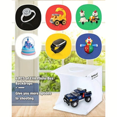 Compact 20cm White Mini Photo Studio Box with 20 LED Lights+ 2 Backdrops