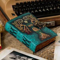 Vintage Leather Bound Diary with Mother of Earth Print