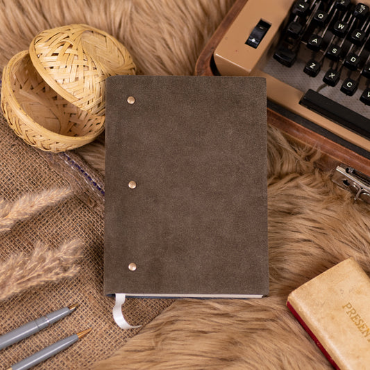 Soft Cover Suede leather diary journal-Grey