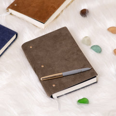 Soft Cover Suede leather diary journal-Grey