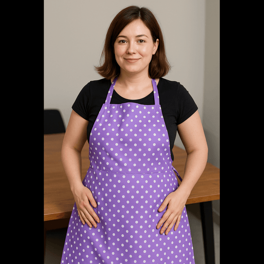 Premium Waterproof Polka Dot Apron – Durable Purple Kitchen Apron for Cooking, Baking & Cleaning (Random color / Print)