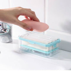 Roller Soap Holder, Easy Cloth Plastic Washing Soap Roller, Dispenser Case with Lid Having Roller Viral Soap Roller