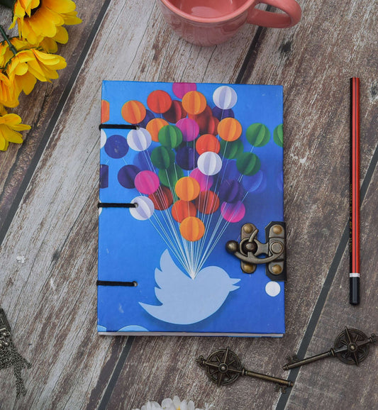 Handmade Printed Cardboard Journal Diary with Buckle Lock Unruled 200 Pages Notepad Personal Diaries for Men and Women -1