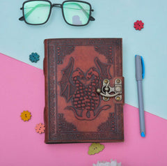 Leather Journal Diary with metal lock vintage Journal handmade 200 pages white unruled|travel Diary|personal journal -1