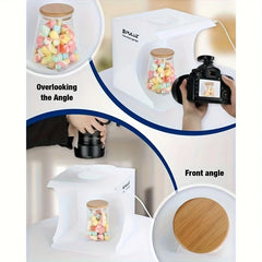 Compact 20cm White Mini Photo Studio Box with 20 LED Lights+ 2 Backdrops