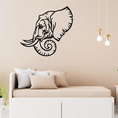 3D Look Elephant Face Metal Wall Art
