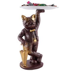 Cool Taddy Bear Showpiece for Home Decorative Showpiece | Taddy Bear with Paltter Statue for Home Decor Showpiece | Home Kitchen Decor | Office Decorative Item (White)