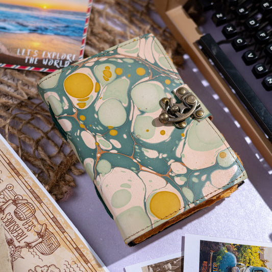 Vintage Leather Bound Diary with Mother of Earth Print