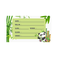 Customizable School Book Labels with Cute Panda Cartoon Design (Pack of 24 Stickers)