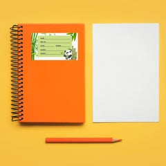 Customizable School Book Labels with Cute Panda Cartoon Design (Pack of 24 Stickers)