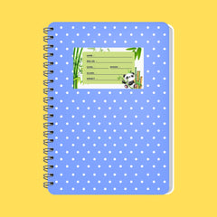 Customizable School Book Labels with Cute Panda Cartoon Design (Pack of 24 Stickers)