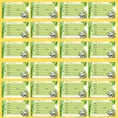 Customizable School Book Labels with Cute Panda Cartoon Design (Pack of 24 Stickers)
