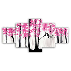 Set of Five MDF Framed 3D Wall Painting for Home Decoration, Big Size Painting for Living Room, Bedroom (24x50 inches)DR 48