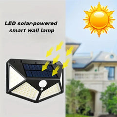 100 LED Solar-Powered Wall Lamp with Motion Sensor – High-Brightness LED Lights for Indoor & Outdoor Use, Automatic Brightness Adjustment, Ideal for Porch, Garden, and Home Decor, Solar Wall Lamp