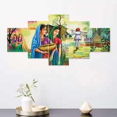 Set of Five MDF Framed 3D Wall Painting for Home Decoration, Big Size Painting for Living Room, Bedroom (24x50 inches)DR 53