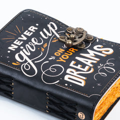Vintage Leather Journal Diary with Quote Print