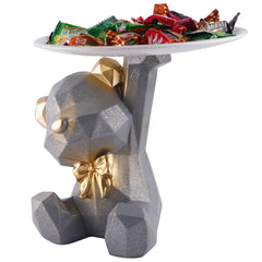 Decoration Cool Bear Showpiece for Home Shelves Decor Item, Home Kitchen Decor,Office Decor,Resin, Multifunctional,Phone,Wallets-Unique Shelf & Tabletop Decoration (Grey)