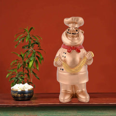 Resin Showpiece Cute Chef Figurine Miniature Statue Ornaments Welcome Board Table Dcor For Kitchen Decoration items for Restaurant