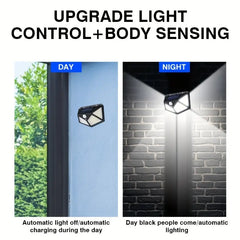 100 LED Solar-Powered Wall Lamp with Motion Sensor – High-Brightness LED Lights for Indoor & Outdoor Use, Automatic Brightness Adjustment, Ideal for Porch, Garden, and Home Decor, Solar Wall Lamp