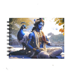 SHITAL CRAFTS Handmade Classic Krishna & Peacock Printed Cardboard Writing sketching Diary for Different Purposes
