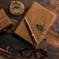 Genuine Leather Diary | Vintage Handmade Leather Journal | Premium Antique String Closure | 200 Handmade Deckle Edge Antique Pages -1