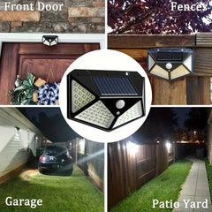 100 LED Solar-Powered Wall Lamp with Motion Sensor – High-Brightness LED Lights for Indoor & Outdoor Use, Automatic Brightness Adjustment, Ideal for Porch, Garden, and Home Decor, Solar Wall Lamp