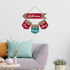 Welcome Quote Decorative Wall Art MDF Wood Wall Hanger for Living Room | Bedroom | Gifts | Wooden Home Decor | Welcome Sign Decoration Quotes Items | Modern Artworks Hangings (WH_6420N)