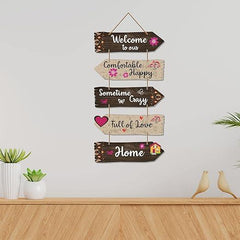 Home Quotes Decorative Wall Art Wooden Wall Hanger For Living Room | Bedroom | Gifts | Wood Hangings For Home Decoration | Modern Decor Items | Designer Artworks (Wh 7304N), Set Of 5