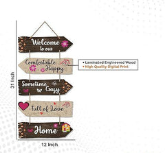 Home Quotes Decorative Wall Art Wooden Wall Hanger For Living Room | Bedroom | Gifts | Wood Hangings For Home Decoration | Modern Decor Items | Designer Artworks (Wh 7304N), Set Of 5