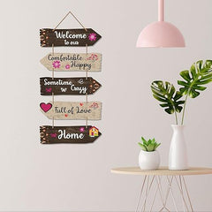 Home Quotes Decorative Wall Art Wooden Wall Hanger For Living Room | Bedroom | Gifts | Wood Hangings For Home Decoration | Modern Decor Items | Designer Artworks (Wh 7304N), Set Of 5