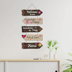 Home Quotes Decorative Wall Art Wooden Wall Hanger For Living Room | Bedroom | Gifts | Wood Hangings For Home Decoration | Modern Decor Items | Designer Artworks (Wh 7304N), Set Of 5