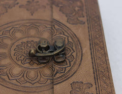 Leather Journal Diary with metal lock vintage Journal handmade 200 pages white unruled|travel Diary|personal journal -1