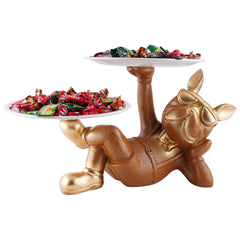 Decoration Cool Dog Showpiece With Plate for Home Decor Item | Kitchen,Bedroom,Office,Dinning Table Decorative Item (Black)