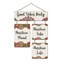 Good Vibes Only Decorative Wall Art Mdf Wooden Wall Hanging For Living Room | Bedroom | Home Decor | Office | Gift | Quotes Items House Decoration | Modern Art (Wh 6510N)