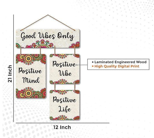 Good Vibes Only Decorative Wall Art Mdf Wooden Wall Hanging For Living Room | Bedroom | Home Decor | Office | Gift | Quotes Items House Decoration | Modern Art (Wh 6510N)