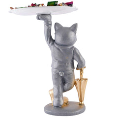 Cool Taddy Bear Showpiece for Home Decorative Showpiece | Taddy Bear with Paltter Statue for Home Decor Showpiece | Home Kitchen Decor | Office Decorative Item (White)