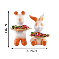 Set Of Two Decorative Rabbit Showpiece Home Decor Animal Statues for Living Room, Bedroom, Dining Room, Kitchen, Bathroom, Wedding, Party Dcor