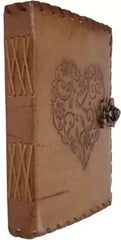 Leather Journal Diary with metal lock vintage Journal handmade 200 pages white unruled|travel Diary|personal journal -1