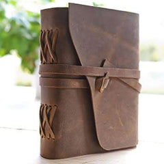 Leather Journal Diary with Premium Antique String Closure vintage Journal handmade 200 pages white unruled|travel Diary|personal journal -9