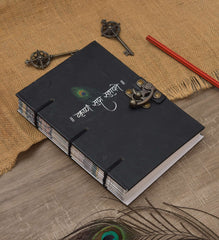 Handmade Printed Cardboard Journal Diary with Buckle Lock Unruled 200 Pages Notepad Personal Diaries for Men and Women -1