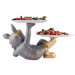 Decoration Cool Dog Showpiece With Plate for Home Decor Item | Kitchen,Bedroom,Office,Dinning Table Decorative Item (Black)