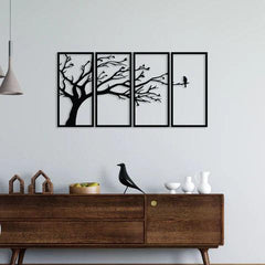 Alone Bird In Forest Metal Wall Art
