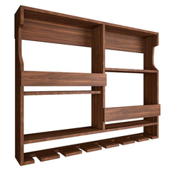 Luxurious Stylish Backlit Walnut Finished Mini Bar Shelf