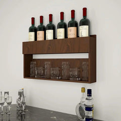 Designer Modish Look Backlit MDF Mini Bar Shelf in Walnut Finish