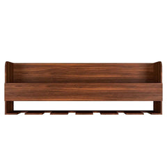 Premium Engineered Wood Backlit Design Mini Bar Shelf in Walnut Finish
