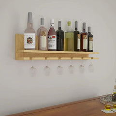 Aesthetic Backlit Look MDF Wooden Mini Bar Shelf in Light Oak Finish