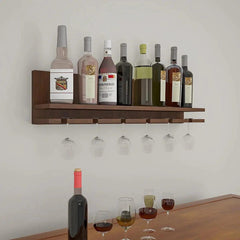 Aesthetic Backlit Look MDF Wooden Mini Bar Shelf in Walnut Finish