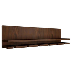 Aesthetic Backlit Look MDF Wooden Mini Bar Shelf in Walnut Finish